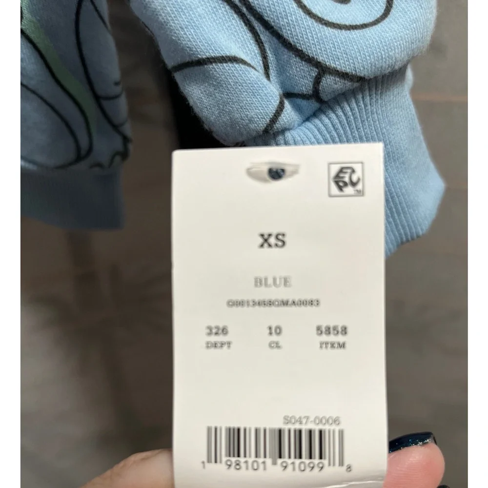 Kids Squishmallows Oversized‎ Hooded Pullover Sweatshirt Blue XS Fleece Hoodie